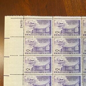 Unused sheet of 50 stamps. 10 cents. Universe Postal Union.